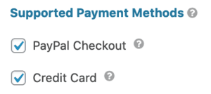 PayPal Field Supported Payment Methods Setting