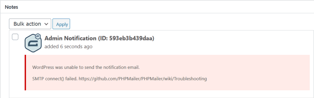 SMTP connect() failed.
