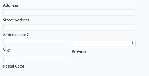 Address Field Canada Type Settings