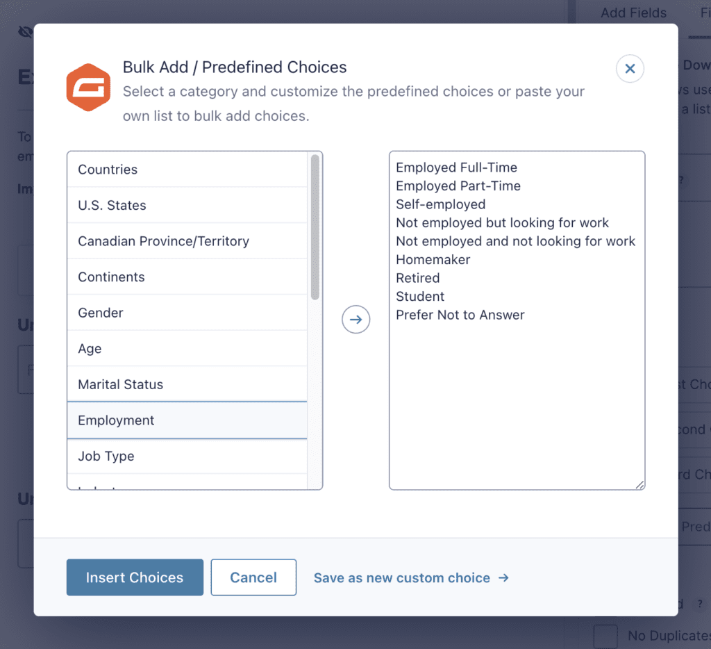 GForms Bulk Add Choices