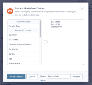 GForms Use Calculations - Label/Value Image