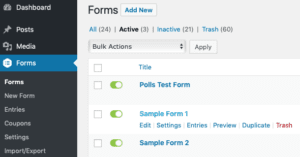 Confirmations Forms List