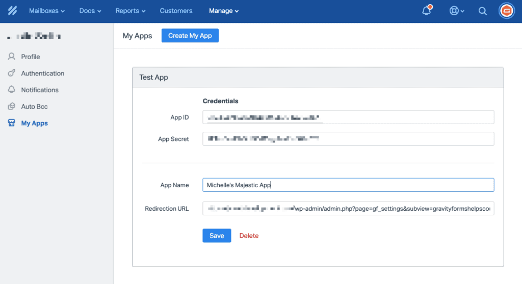 Help Scout Custom Connect Settings