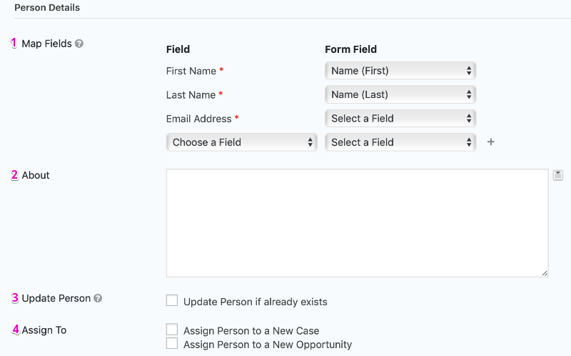 Capsule CRM Feed Settings Person Details