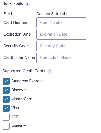 GForms Credit Card Field General Settings