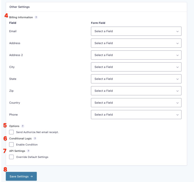 authorize.net feed setup