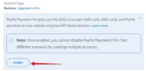PayPal Sandbox Account Upgrade to Pro