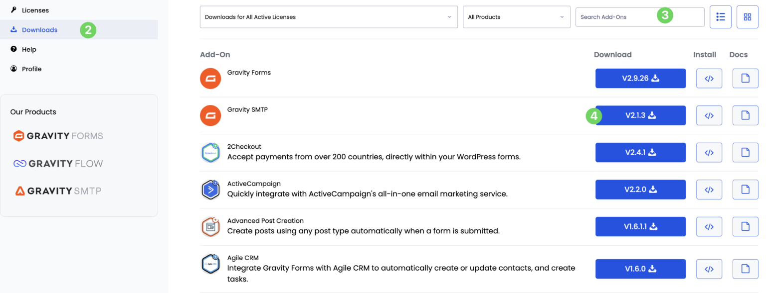 Downloading a Gravity Forms Add-On - Gravity Forms Documentation