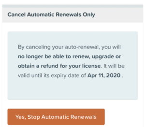 cancel automatic renewal