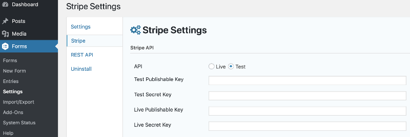 Stripe 2.7 API Settings