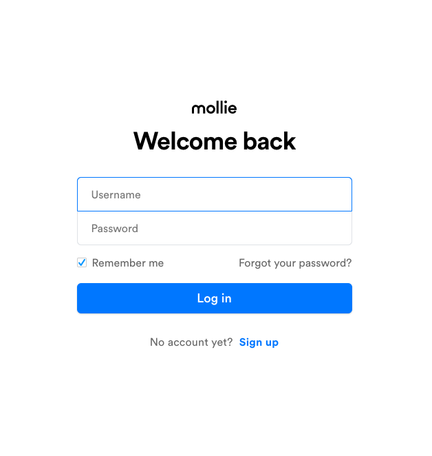 Authenticate to Mollie to Login to your Account