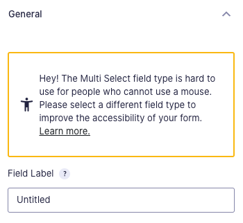 Accessibility Warning | Multi Select Field