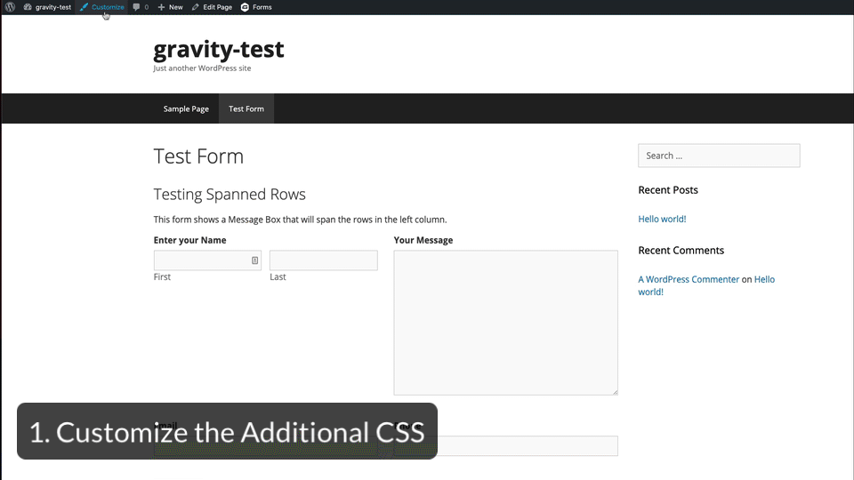 Use the Theme Customizer to add CSS to the Additional CSS settings.