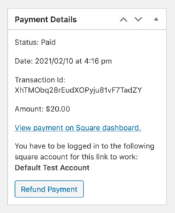 Square Payment Details – Paid