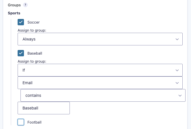 MailChimp Groups Settings