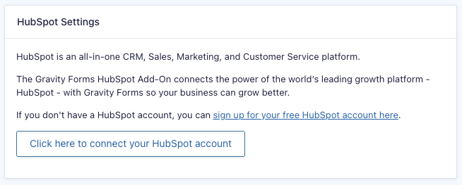 Screenshot of Hubspot Settings