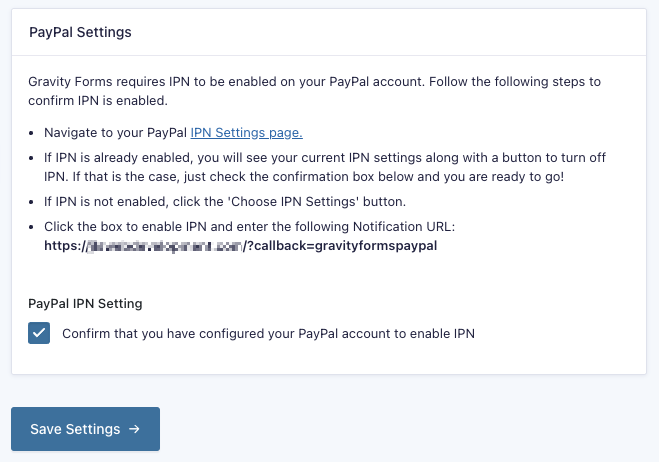 PayPal IPN Settings