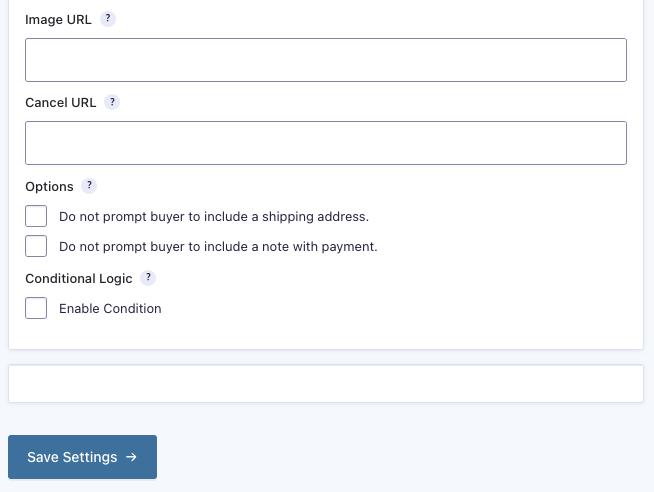 PayPal Payments Standard Gravity Forms - Feed Settings Page part 2