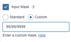 Screenshot of Custom Input Mask setting