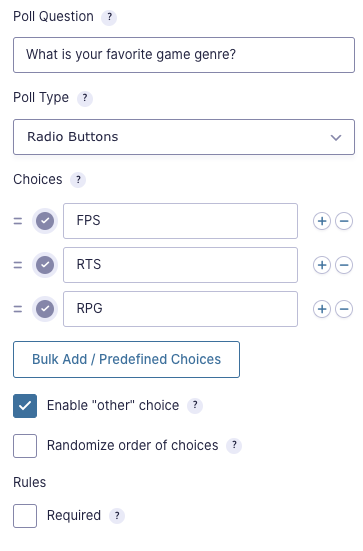 Screenshot of Poll Field Example 1