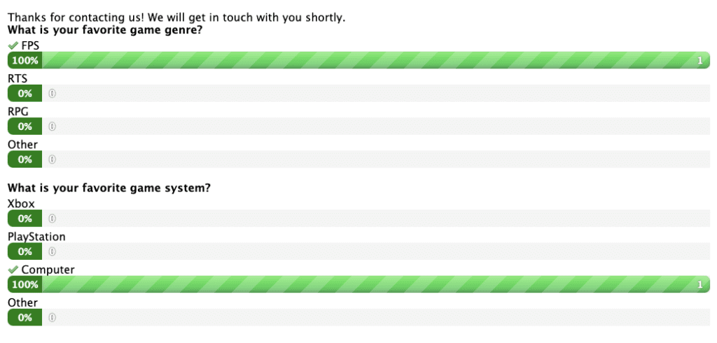 Screenshot of Poll Field Results