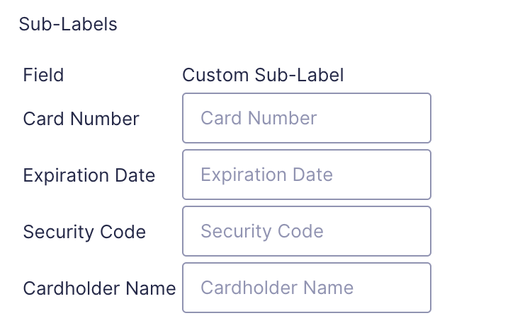 Custom sub-label field settings