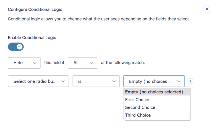 Testing For Blank Fields With Conditional Logic - Gravity Forms