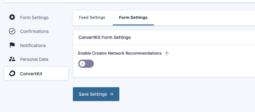 ConvertKit Form Settings