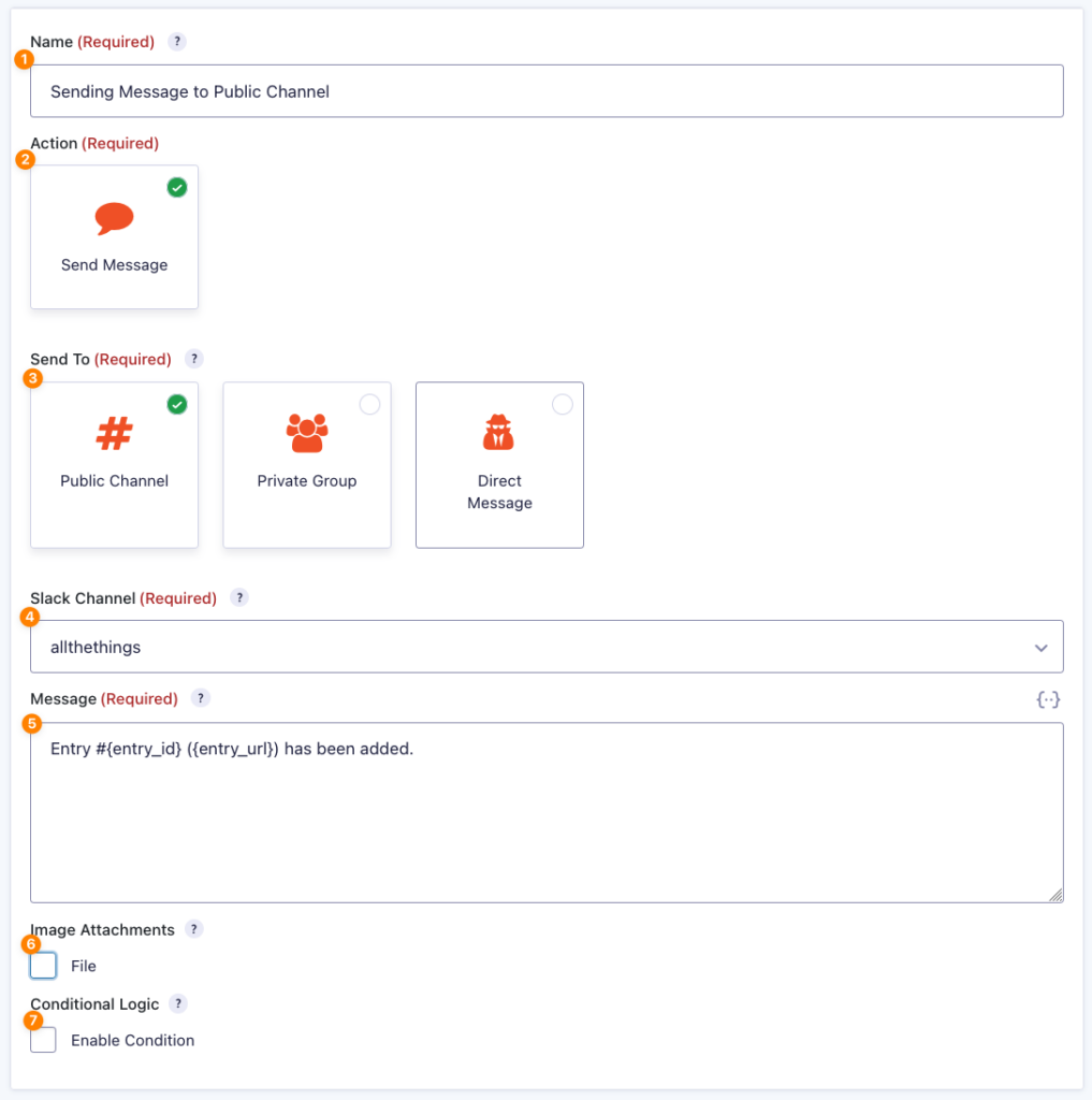 Feed Settings Reference for Slack Add-On providing details for each input field.