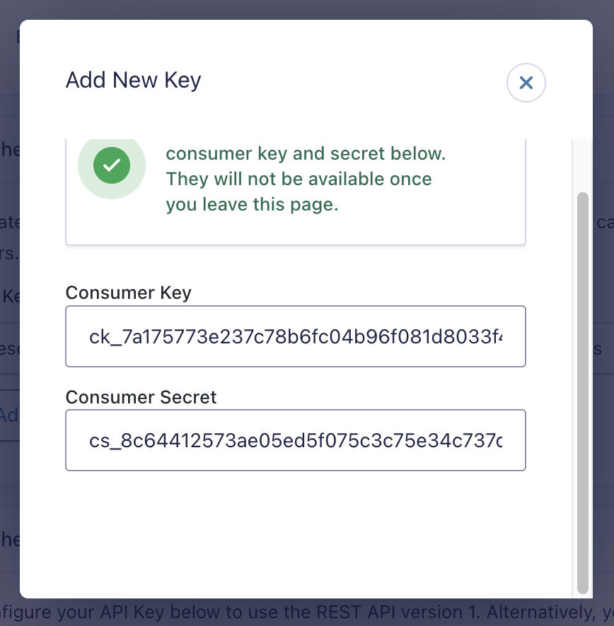 Image showing consumer key and consumer secret