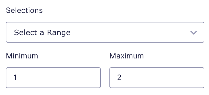 Settings inputs and the form field front-end for the option “Select a Range”