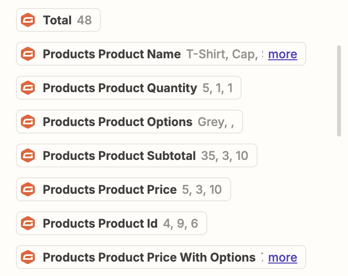 Image showing Product data mapping in Zapier.