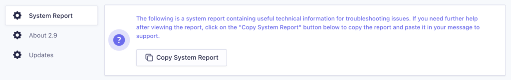 System Status - System Report