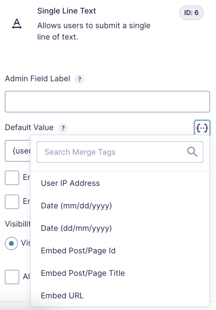 Image showing the field Default Value