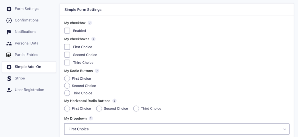 Image showing add-on settings