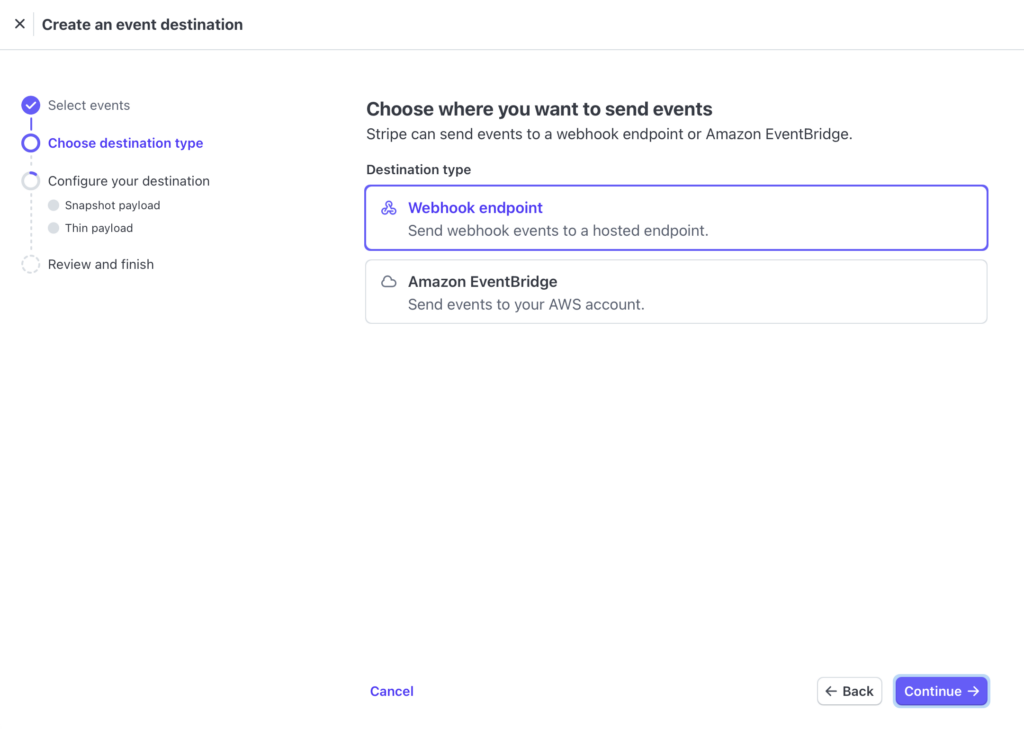 Image showing Stripe Payload screen.