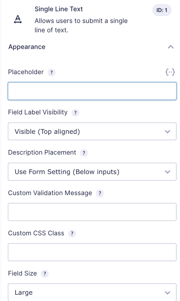 Image showing Appearance Settings Section