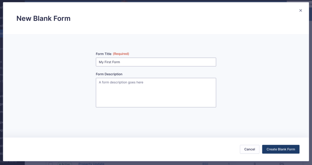 Image showing New Blank Form dialog