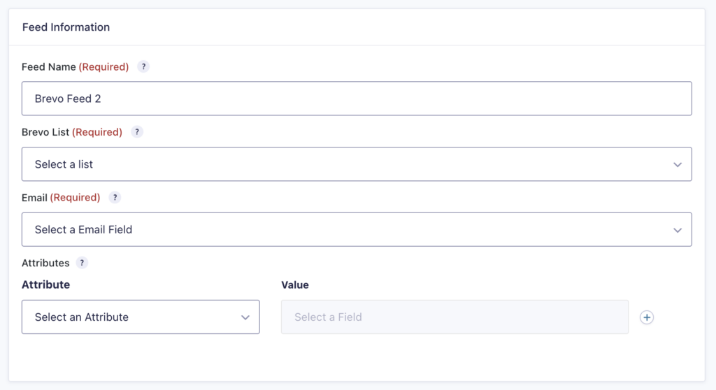 Image Showing Brevo Feed Settings Reference