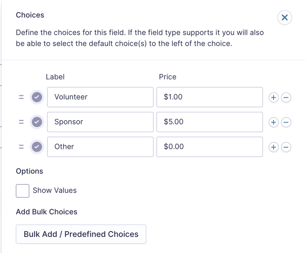 Image showing choice for the Product field
