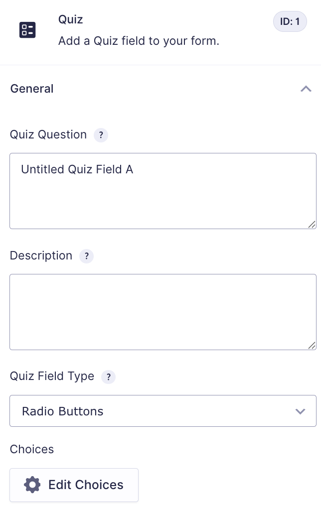 Quiz General Settings