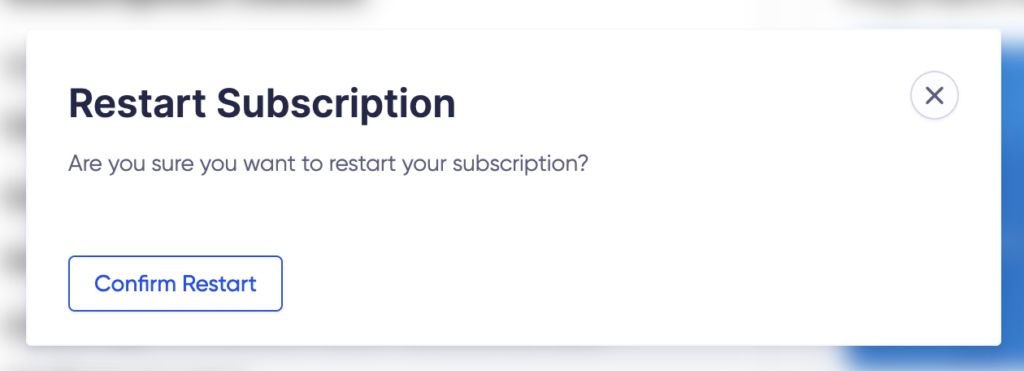 Image showing subscription renewal confirmation modal
