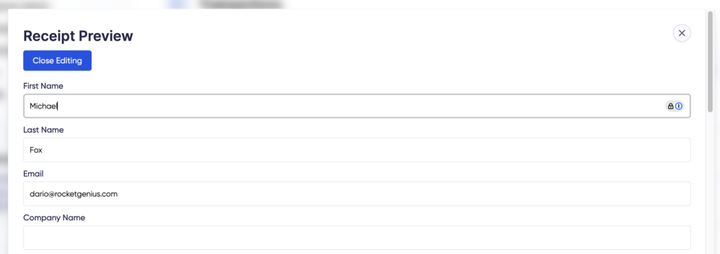 Link to Edit Customer Info.