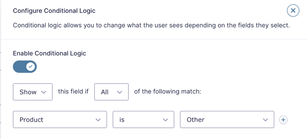 Image showing conditional logic rules
