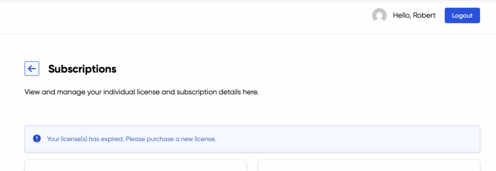 Image showing Subscriptions screen after refund requested.
