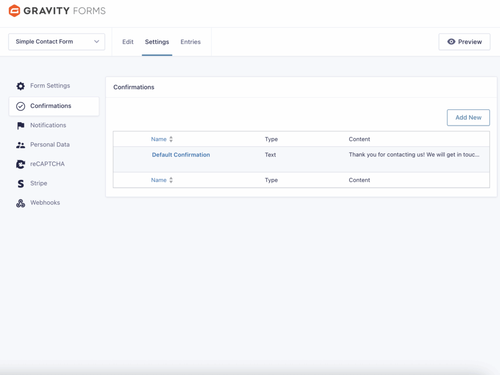 Image showing Gravity Forms Default Confirmation