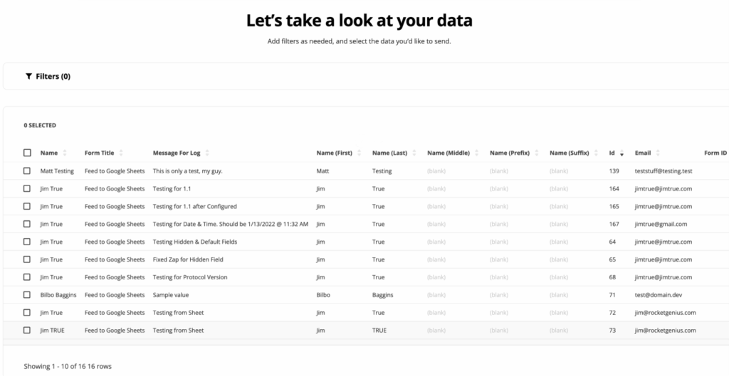Image showing Zapier settings for the Zap (map data)