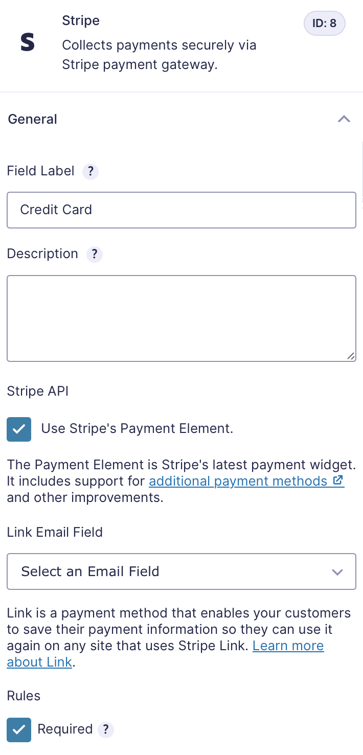 Stripe Field General Settings