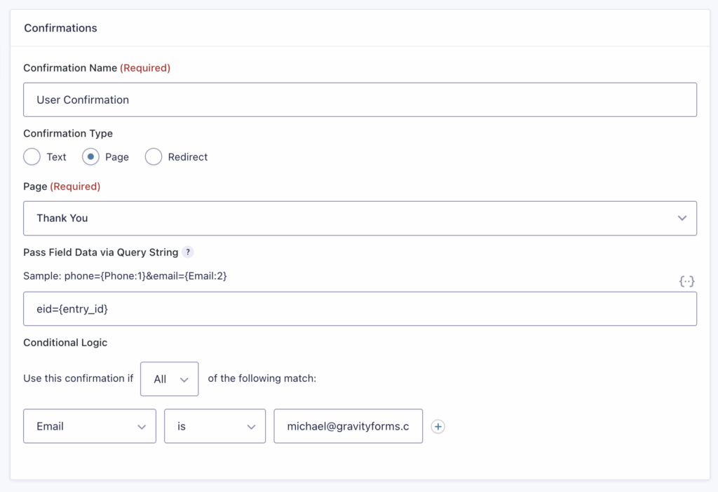 Configuring Confirmations - Page Confirmations