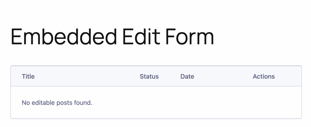Image showing the APC Post List when no posts/entries belong to the current user.